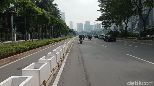 Jalur sepeda permanen di Sudirman-Thamrin (Sachril/detikcom)