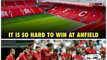 Susah ya menang di Anfield, bahkan Liverpool saja tidak bisa menang di sana. Foto: Twitter