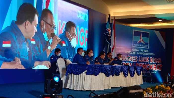 Suasana sidang di KLB Partai Demokrat di The Hill Hotel and Resort Deli Serdang, Sumut (Ahmad Arfah/detikcom)