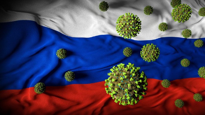 Russia coronavirus invasion crisis abstract background.