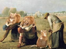 Gemasnya Si Kocheng Oren Berpose di Lukisan Ikonik