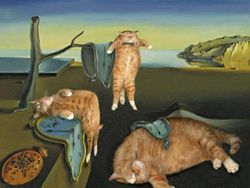 Gemasnya Si Kocheng Oren Berpose di Lukisan Ikonik