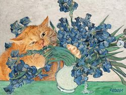 Gemasnya Si Kocheng Oren Berpose di Lukisan Ikonik