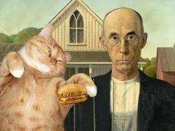 Gemasnya Si Kocheng Oren Berpose di Lukisan Ikonik