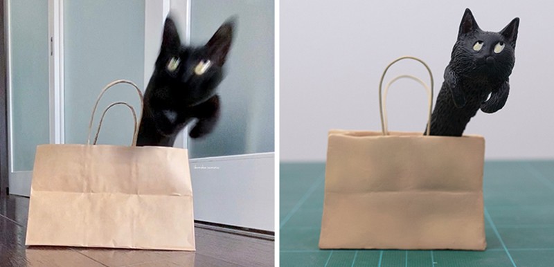 Seniman Jepang bernama Meetissai bikin patung dari foto lucu hewan.