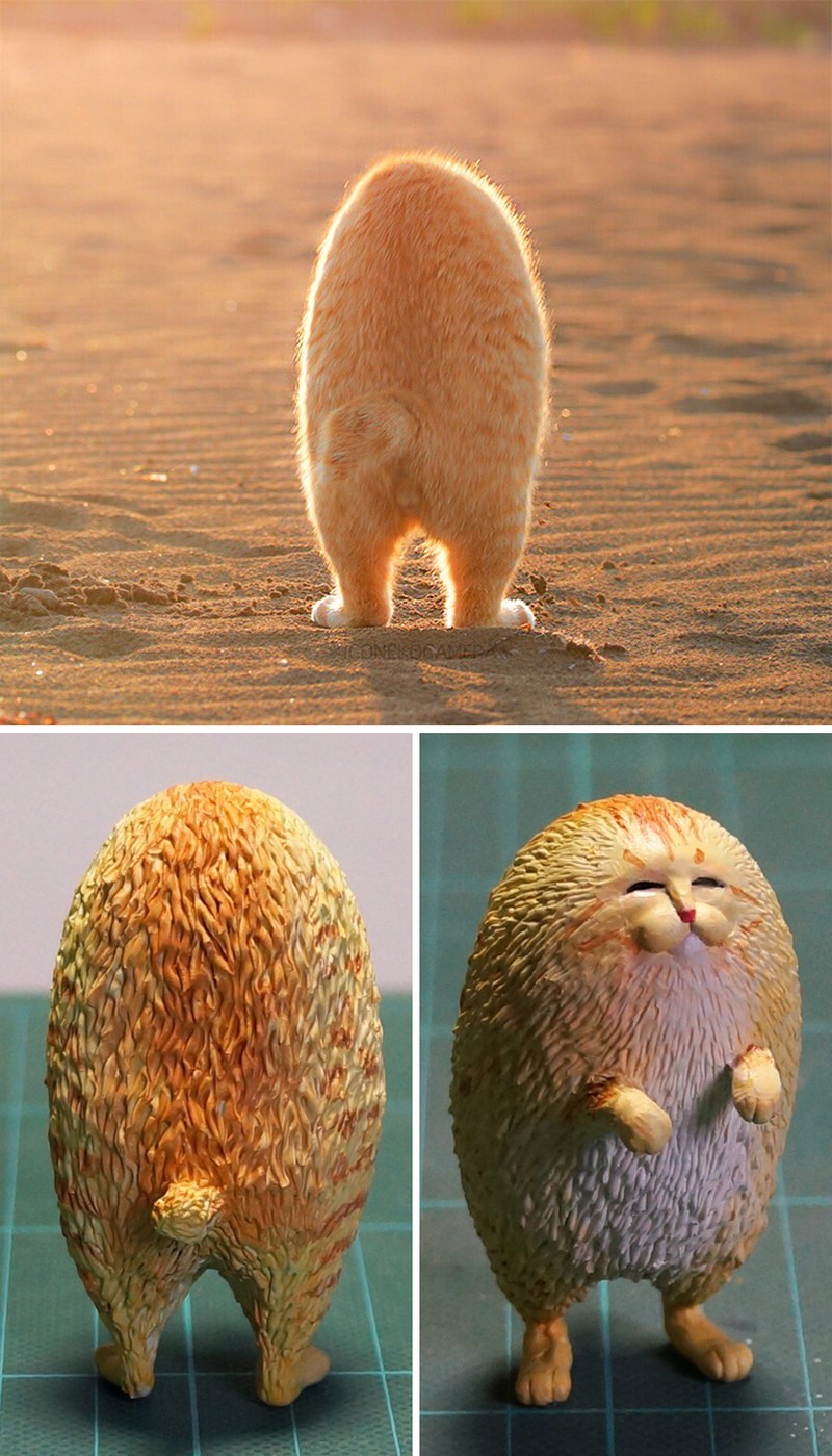 Seniman Jepang bernama Meetissai bikin patung dari foto lucu hewan.