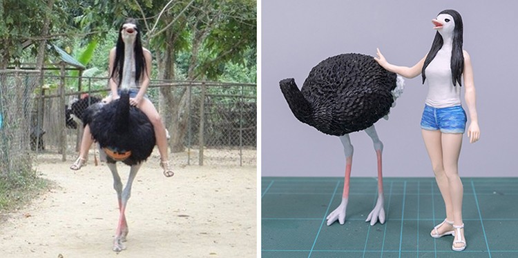 Seniman Jepang bernama Meetissai bikin patung dari foto lucu hewan.