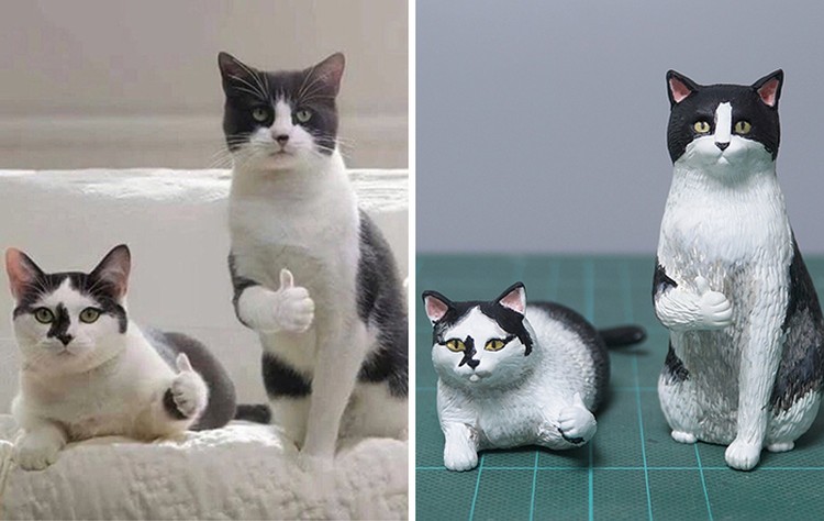 Seniman Jepang bernama Meetissai bikin patung dari foto lucu hewan.