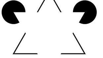 Segitiga Kanizsa, pertama kali muncul pada tahun 1955. Meski terlihat ada segitiga, sama sekali tidak ada segitiga utuh di gambar ini. Foto: Insider