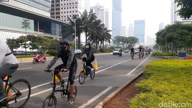 Jalur sepeda di Jalan Sudirman-Thamrin (Afzal/detikcom)