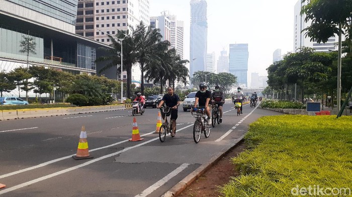 Jalur sepeda di Jalan Sudirman-Thamrin (Afzal/detikcom)