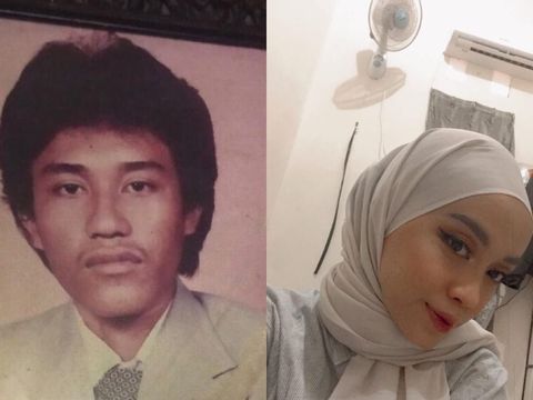 Dita yang mengenang sang ayah lewat aplikasi edit foto.