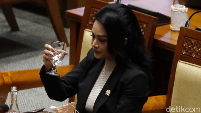 Gaya Krisdayanti Ikuti Rapat Paripurna dan Lepas Masker Anggota DPR RI Krisdayanti mengikuti rapat paripurna di Gedung Parlemen Senayan, Jakarta, Senin (8/3). Krisdayanti sempat melepas masker.