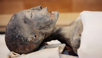 Penampakan mumi ibu dari Raja Tutankhamun yang dipamerkan di Museum Kairo, Mesir. Raja Tutankhamun adalah Firaun dari Dinasti Kedelapanbelas Mesir. Shawn Baldwin/Discovery Channel via Getty Images  