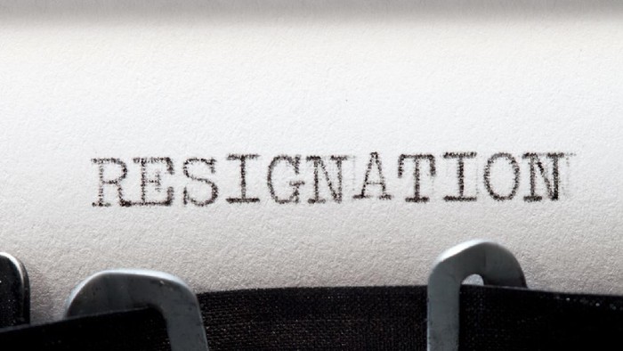 Resignation letter resign with pen and keyboard