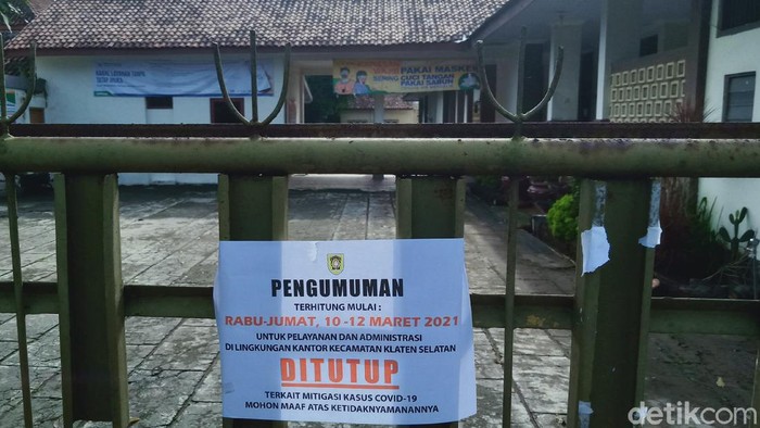 Kantor Kecamatan Klaten Selatan ditutup karena camat terpapar Corona