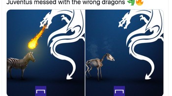 Juventus dilumat oleh FC Porto dengan lambang naganya. Foto: Twitter