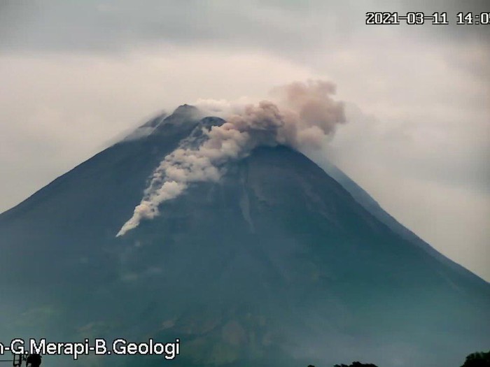 Awan panas guguran di Gunung Merapi, Kamis (11/3/2021) pukul 14.03 WIB.