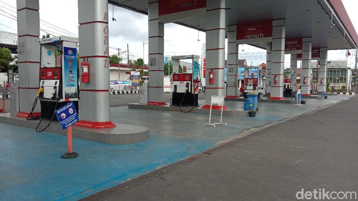 SPBU di jalan Jendral A. Yani nomor 3 Getas Pejaten Kecamatan Jati yang mengalami kehabisan BBM, Kamis (12/3/2021)