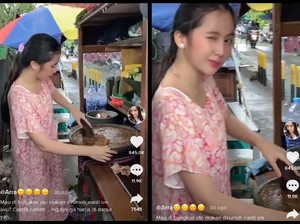 Cewek Cantik Ini Viral, Jago Ngulek dan Jualan Cilok Sambil Kedip Mata