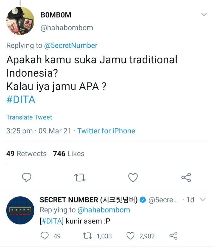 Dita Karang ungkap makanan favoritnya lewat Mention Party di akun resmi Twitter Secret Number.