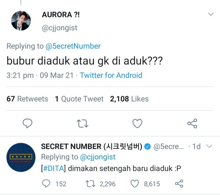 Dita Karang ungkap makanan favoritnya lewat Mention Party di akun resmi Twitter Secret Number.