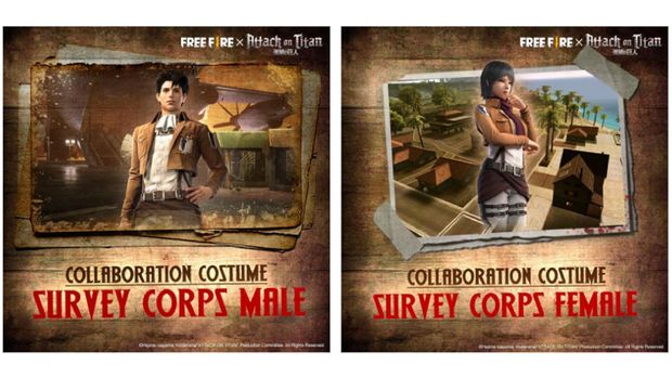 Dapatkan Kostum Survey Corps Melalui Event Ingame Kolaborasi Free Fire x Attack on Titan