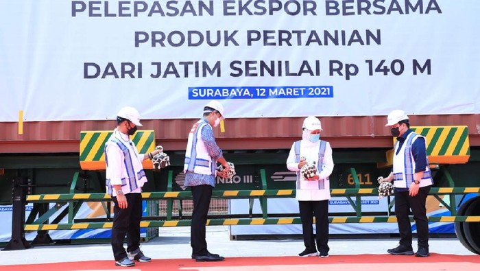 Menteri Pertanian Syahrul Yasin Limpo melepas ekspor produk pertanian di Jawa Timur senilai Rp 140 miliar.