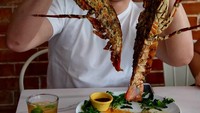 Yang tak kalah mencuri perhatian dari momen kuliner Nicholas, menyantap lobster berukuran jumbo. Foto: Instagram @nachoseann