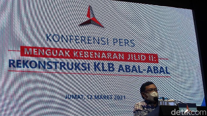 Saat Partai Demokrat Kubu AHY Rekonstruksi KLB Abal-abal Partai Demokrat kubu Agus Harimurti Yudhoyono gelar konferensi pers di Kantor DPP Partai Demokrat. Konferensi pers itu terkait penyelenggaraan KLB Deli Serdang.
