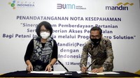 Bank Mandiri bersinergi dengan PT Pupuk Indonesia (Persero) dalam pemberdayaan petani binaan melalui pemberian akses permodalan melalui Program Agro Solution. Foto: Dok. Mandiri.