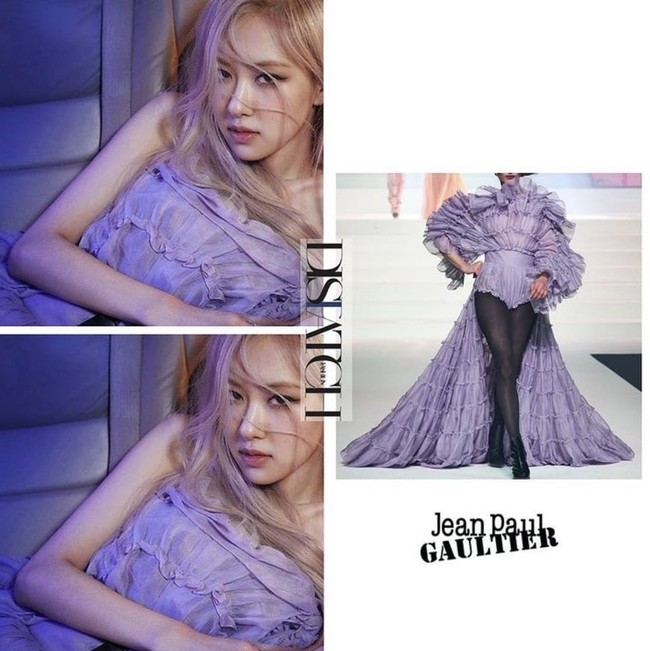 Rose BLACKPINK resmi mengumumkan debut solonya pada Senin (1/3/2021). Ia merilis foto bernuansa serba ungu, dalam balutan gaun mewah dari koleksi Jean Paul Gaultier. Gaun ungu ini ditampilkan desainer ternama itu dalam show Spring 2020 Couture sebelum pensiun.  Foto: Instagram dispatch_style