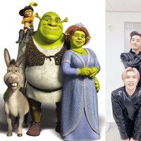 Dalam formasi lengkap, kini Xiao Jun digaet sebagai Princess Fiona. Foto yang diunggah Hendery di akun Weibo ini dibanjiri komentar para penggemar yang ikut ngakak.Foto: dok. Dreamwork, dok. Weibo WayVHENDERY