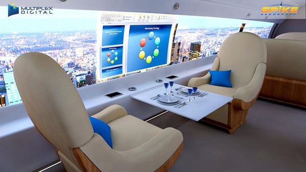 Pesawat jet supersonik itu juga dilengkapi dengan tempat duduk yang luas dan bisa dikontrol menjadi kasur atau area makan lengkap dengan TV flat-screen. Pesawat jet supersonik itu juga dilengkapi dengan tempat duduk yang luas dan bisa dikontrol menjadi kasur atau area makan lengkap dengan TV flat-screen.