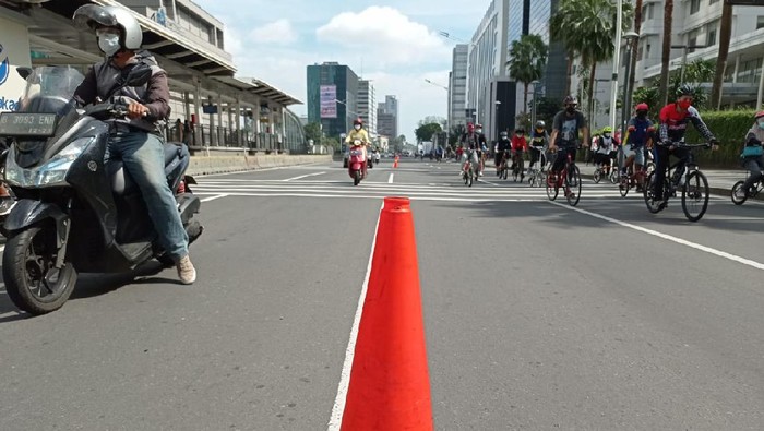 Jalur Pop Up Diperlebar, Pesepeda di Sudirman-Thamrin Makin Ramai Pagi Ini (Foto: Wilda/detikcom)