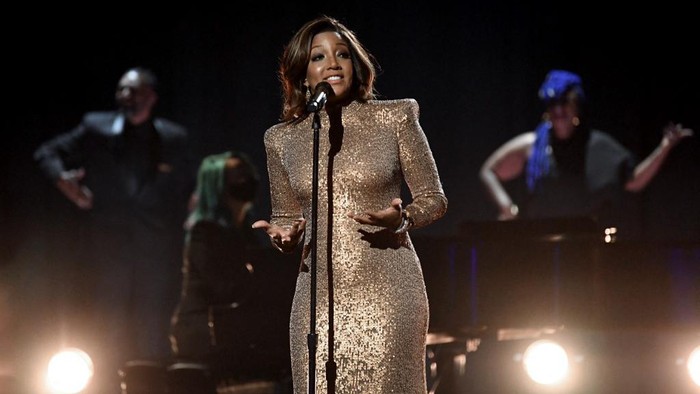 LOS ANGELES, CALIFORNIA: In this image released on March 14, Mickey Guyton performs onstage during the 63rd Annual GRAMMY Awards at Los Angeles Convention Center in Los Angeles, California and broadcast on March 14, 2021.   Kevin Winter/Getty Images for The Recording Academy/AFP (Photo by KEVIN WINTER / GETTY IMAGES NORTH AMERICA / Getty Images via AFP)