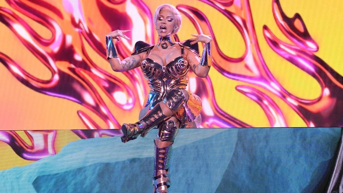 LOS ANGELES, CALIFORNIA: In this image released on March 14, Cardi B performs onstage during the 63rd Annual GRAMMY Awards at Los Angeles Convention Center in Los Angeles, California and broadcast on March 14, 2021.   Kevin Winter/Getty Images for The Recording Academy/AFP (Photo by KEVIN WINTER / GETTY IMAGES NORTH AMERICA / Getty Images via AFP)