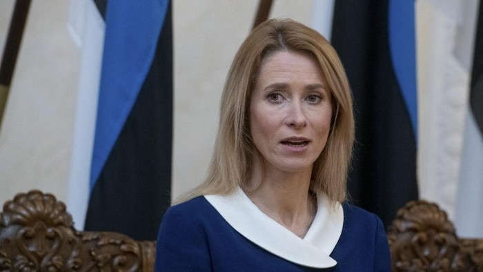 The leader of Estonias Reform Party and new Prime Minister Kaja Kallas addresses the Estonian Parliament, the Riigikogu, in Tallinn, Estonia, on January 26, 2021. - Pro-business europhile Kaja Kallas is Estonias first female prime minister after parliament on Monday, January 25, 2021, voted in her new coalition. (Photo by RAIGO PAJULA / AFP)