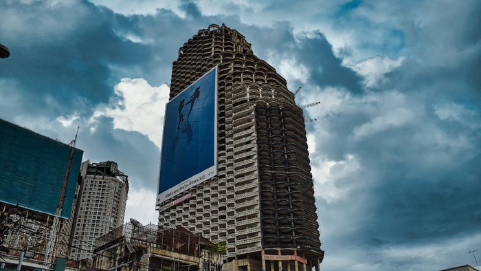 Bangkok, Thailand 08.20.2019 Sathorn Unique Tower, Ghost Tower is an unfinished skyscraper in the Thai capital city Bangkok. Planned as a high-rise condominium complex