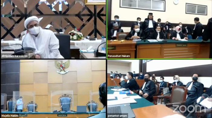 Screenshot live streaming persidangan Habib Rizieq Shihab