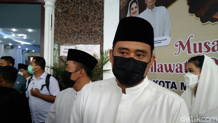 Wali Kota Medan, Bobby Nasution, membuka Musabaqah Tilawatil Quran (MTQ) ke-54 tingkat Kota Medan tahun 2021 (Datuk Haris/detikcom)