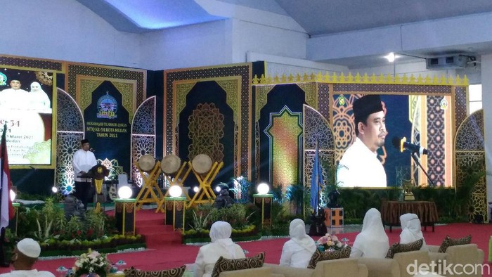 Wali Kota Medan, Bobby Nasution, membuka Musabaqah Tilawatil Quran (MTQ) ke-54 tingkat Kota Medan tahun 2021 (Datuk Haris/detikcom)
