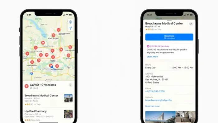 Apple Maps Vaksin COVID-19