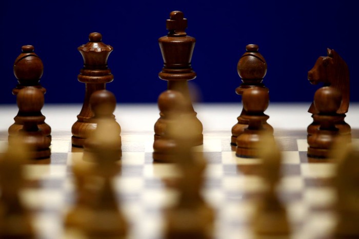 BEVERWIJK, NETHERLANDS - JANUARY 27:  A detailed view of the board and pieces including the Queen, King, Knight, Bishop, Rook and Pawn during the 83rd Tata Steel Chess Tournament held in Dorpshuis De Moriaan on January 27, 2021 in Wijk aan Zee, Netherlands (Photo by Dean Mouhtaropoulos/Getty Images)