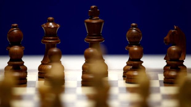BEVERWIJK, NETHERLANDS - JANUARY 27:  A detailed view of the board and pieces including the Queen, King, Knight, Bishop, Rook and Pawn during the 83rd Tata Steel Chess Tournament held in Dorpshuis De Moriaan on January 27, 2021 in Wijk aan Zee, Netherlands (Photo by Dean Mouhtaropoulos/Getty Images)