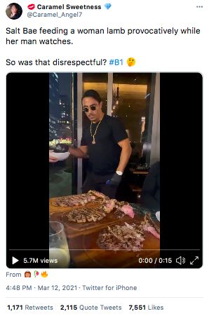 Salt Bae Tuai Pro Kontra Usai Suapi Daging ke Wanita, Kenapa Ya?