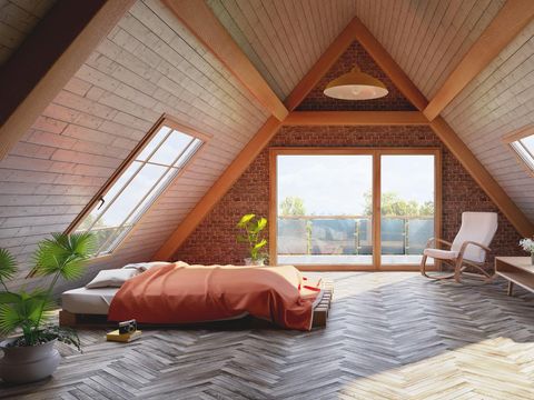 Loft attic bedroom concept