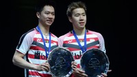 Di ganda putra, Kevin Sanjaya Sukamuljo/Marcus Fernaldi Gideon lolos ke babak kedua usai menyingkirkan wakil Inggris, Matthew Clare/Ethan Van Leeuwen. Getty Images/Nathan Stirk