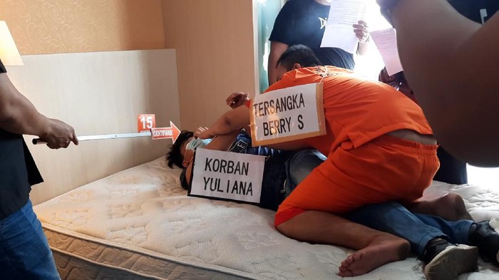 Rekonstruksi pembunuhan PSK di Palembang (Syahbana-detikcom)