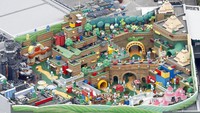 Foto udara wahana Super Nintendo World di Universal Studios Jepang (USJ) di Osaka, Jepang. Super Nintendo World telah dibuka untuk umum mulai Kamis (18/3/2021) waktu setempat.